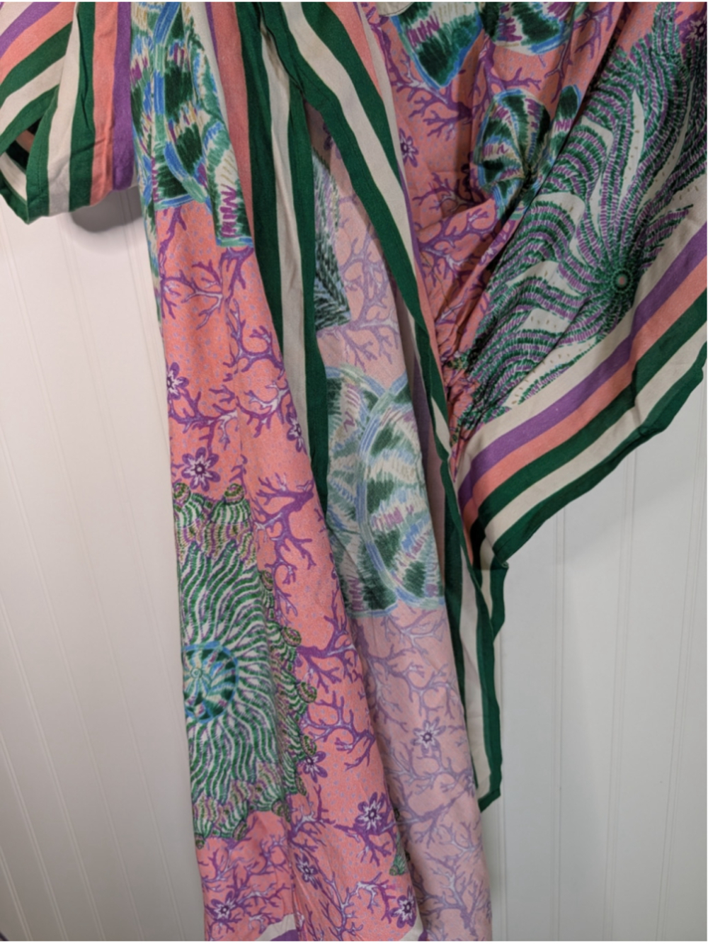 Sigal by Anthropologie Seashell Kaftan Maxi Dress Pink Green One Size Like New - Picture 5 of 7